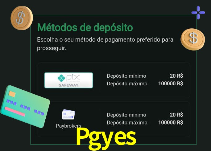 O cassino Pgyes oferece uma grande variedade de métodos de pagamento